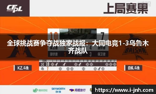 全球挑战赛争夺战独家战报：大同电竞1-3乌鲁木齐战队